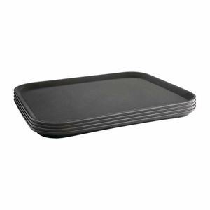 Olympia Kristallon Polypropylene Rectangular Non-Slip Tray Black 457mm - C559 - 3