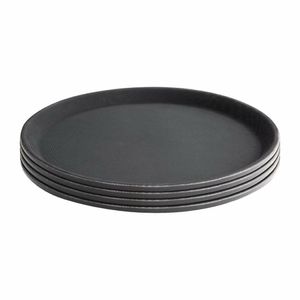 Olympia Kristallon Fibreglass Round Non-Slip Tray Black 406mm - J847 - 3