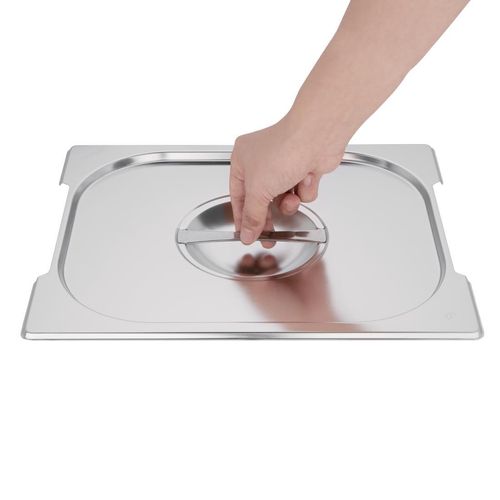 Vogue Stainless Steel 1/2 Gastronorm Handled Pan Lid - CB185 - 3