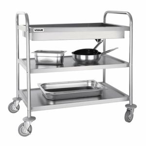 Vogue Stainless Steel 3 Tier Deep Tray Clearing Trolley - CC365 - 3