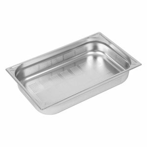 Vogue Heavy Duty Stainless Steel Perforated 1/1 Gastronorm Pan 100mm - DW462 - 1