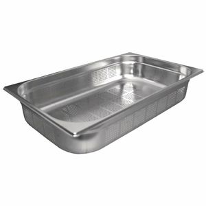 Vogue Stainless Steel Perforated 1/1 Gastronorm Pan 200mm - K843 - 1