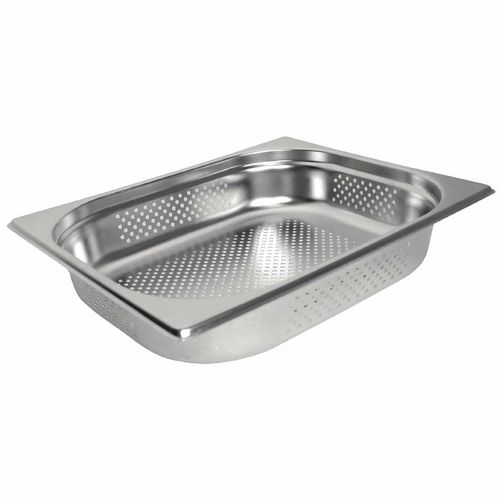 Vogue Stainless Steel Perforated 1/2 Gastronorm Pan 65mm - K844 - 1
