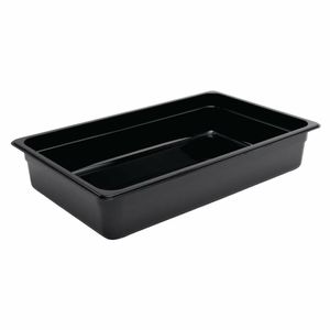 Vogue Polycarbonate 1/1 Gastronorm Container 100mm Black - U455 - 1