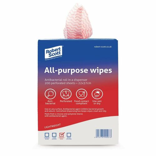 Robert Scott All-Purpose Antibacterial Cleaning Cloths Red (Pack of 200) - DN844 - 5