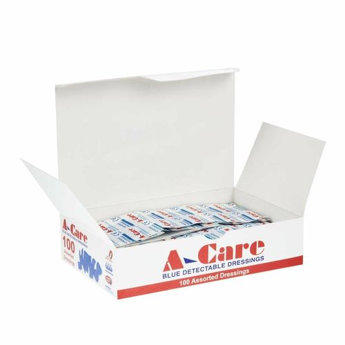 A-CARE DETECTABLE BLUE PLASTERS ASSORTED - BOX 100 - CB441 - 4