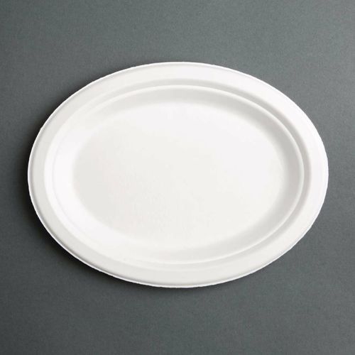 Fiesta Compostable Bagasse Oval Plates 316mm (Pack of 50) - FC535 - 1