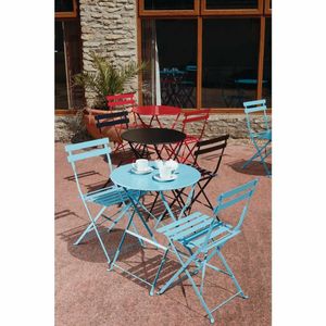 Bolero Pavement Style Steel Chairs Seaside Blue (Pack of 2) - GK982 - 3