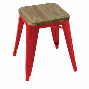 Bolero Bistro Low Stools with Wooden Seat Pad Red (Pack of 4) - GM637 - 1