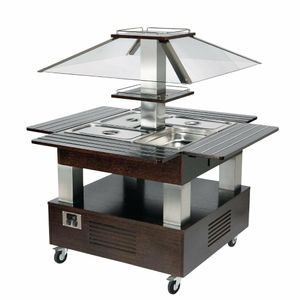 Roller Grill Heated Salad Bar Square Dark Wood - GP307 - 1