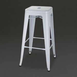 Bolero Bistro Galvanised Steel High Stools White (Pack of 4) - DM763 - 1