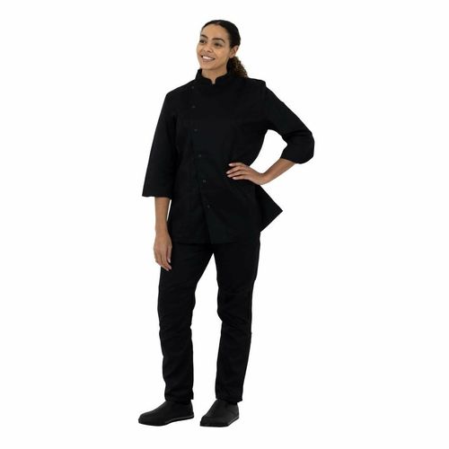 Whites Vegas Unisex Chefs Jacket Short Sleeve Black XXL - A439-XXL - 4