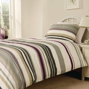 Mitre Essentials Madison Stripe Duvet Cover Open Magenta Double - HB713 - 1