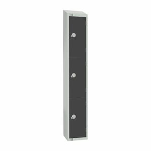 Elite Three Door Padlock Locker Graphite Grey with Sloping Top - GR693-PS - 1
