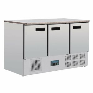 Polar G-Series 3 Door Counter Fridge with Granite Work Top 368Ltr - CL109 - 1