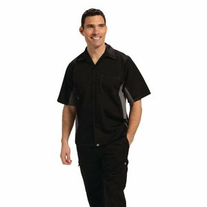Chef Works Unisex Contrast Shirt Black and Grey XS - A948-XS - 1