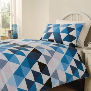 Mitre Essentials Geo Bedding Set Blue Small Double - HD148 - 1