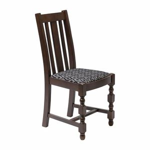 Manhattan Dark Wood High Back Dining Chair with Black Diamond Padded Seat (Pack of 2) - 1