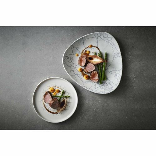 Churchill Studio Prints Kintsugi Pearl Lotus Plates Grey 254mm (Pack of 12) - 2