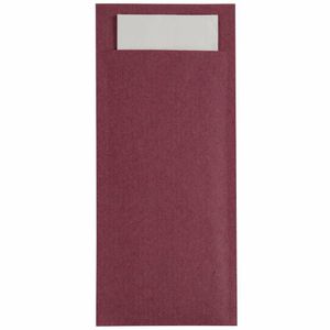 Europochette Burgundy Cutlery Pouch with White Napkin (Pack of 500) - CK234 - 1