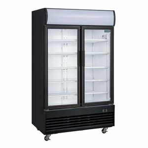 Polar G-Series Upright Hinged Door Display Cooler with Light Box 950Ltr Black - GM813 - 1