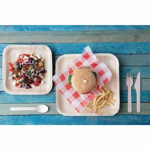 Fiesta Compostable Palm Leaf Plates Square 250mm (Pack of 100) - HT875 - 3