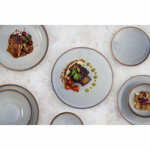 Olympia Drift Grey Embossed Coupe Low Bowls 260mm (Pack of 4) - FU197 - 3