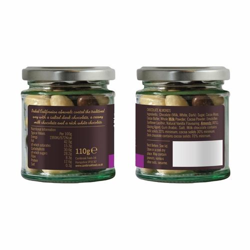 Cambrook Dark, Milk & White Chocolate Almonds Glass Jar 110g (Pack of 15) - KA487 - 2