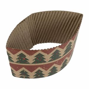 Fiesta Recyclable Christmas Cup Sleeves for 8oz Hot Cups (Pack of 100) - HX284 - 3