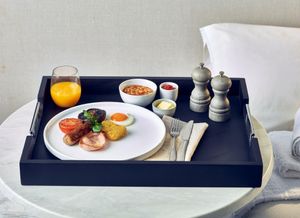 GenWare Solid Black Butlers Tray with Metal Handles 65 x 49cm - 3
