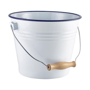 Custom Branded Enamel Bucket White with Blue Rim (2 Litre) - 1
