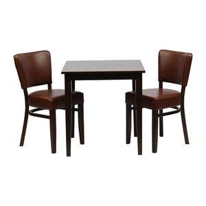 Pimlico Dining Table with 2 Oregon Chairs Set in Dark Walnut & Bison Espresso - JA225 - 1