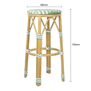 Bolero Parisian Style PE Rattan Bar Stools Light Green (2 Pack) - HZ142 - 3