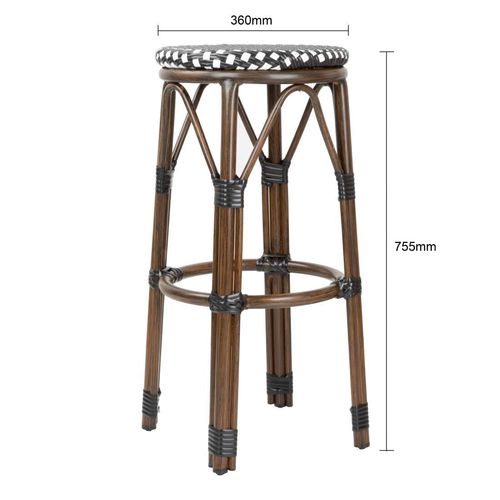 Bolero Parisian Style PE Rattan Bar Stools Black Dot Mix (2 Pack) - HZ146 - 2