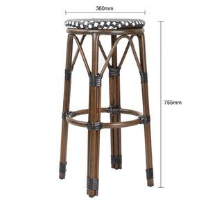 Bolero Parisian Style PE Rattan Bar Stools Black Dot Mix (2 Pack) - HZ146 - 3
