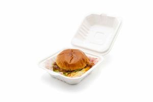 Bagasse Burger Box - 6 x 6" (Case of 500) - 1