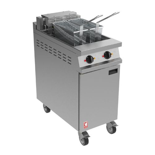 Falcon Dominator Plus E3845 Twin Pan Electric Fryer on Castors - JB736 - 1