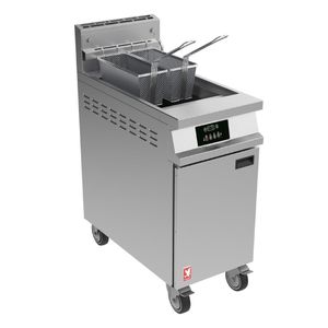 Falcon Dominator Plus G3840FP Single Pan Twin Basket Programmable Nat Gas Filtration Fryer on Castors - JB705 - 1