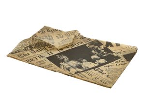 Greaseproof Paper Brown Newspaper Print 25 x 35cm - PN0829P - 1
