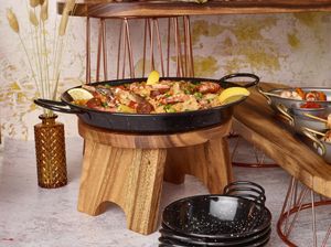 Genware Acacia Wood Round Buffet Riser 25cm - RSR-WR25 - 3