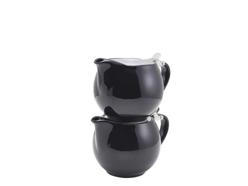 GenWare Porcelain Black Teapot with St/ St Lid & Infuser 50cl/ 17.6oz (Pack of 6) - 395950BK - 3