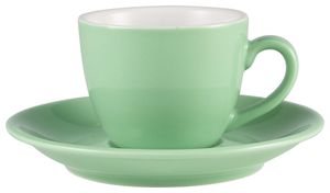 Genware Porcelain Green Bowl Shaped Cup 9cl/ 3oz (Pack of 6) - 312109GR - 3