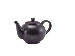 GenWare Porcelain Matt Black Teapot 45cl/ 15.75oz (Pack of 6) - 393945MBK - 1
