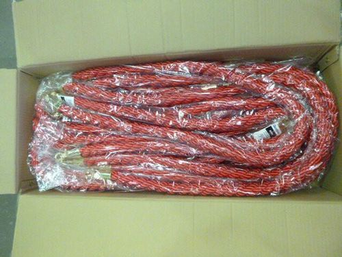 Barrier Rope Red- Brass Plated Ends - BR-RBP - 7