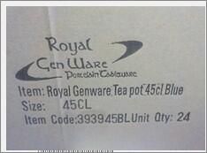 Genware Porcelain Blue Teapot 45cl/ 15.75oz (Pack of 6) - 393945BL - 8