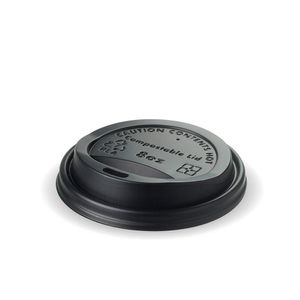 BioPak 6/8oz Black Bioplastic Coffee Cup Lids (Pack of 1,000) - BCL-8PLA-B-UK - 3