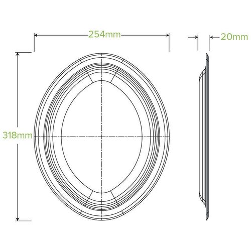 BioPak 32x25cm / 12.5x10" Oval Plant Fibre Plate (Pack of 500) - B-PL-16-2-PF-UK - 2