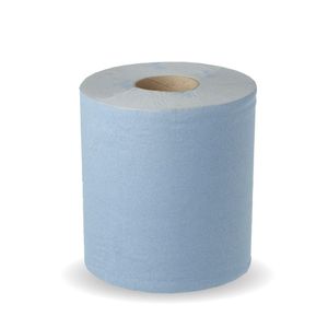 BioPak 15x19.5cm Premium 2-Ply Centre Pull Blue Rolls | 100% Recycled (Pack of 6) - L-BR-2PLY-R - 1