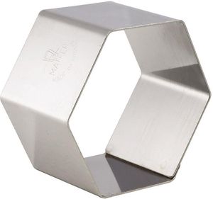 Matfer Set Of 4 Stainless Steel Hexagon Nonnette Frames 7x7x4cm - 11595-11 - 1