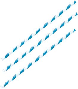 Bag Of 100 Paper Straws 20cm Ø 6 Mm Twisted Blue - 043581 - 1